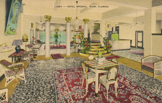 Interior View Lobby Hotel Imperial Miami Florida Postcard 