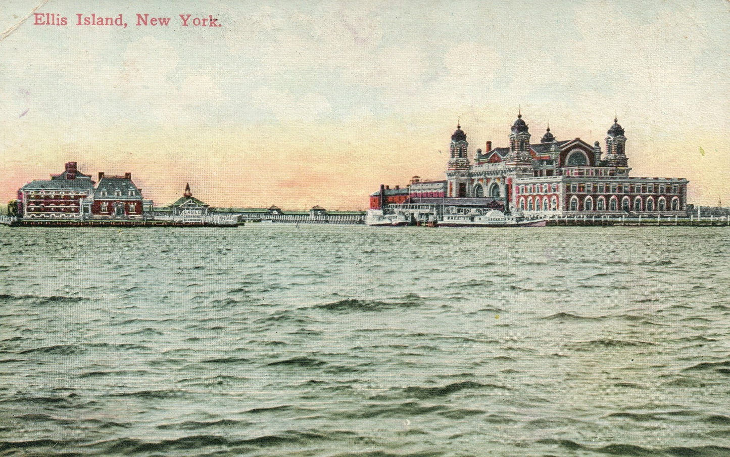 Ellis Island Water View NYC New York Postcard