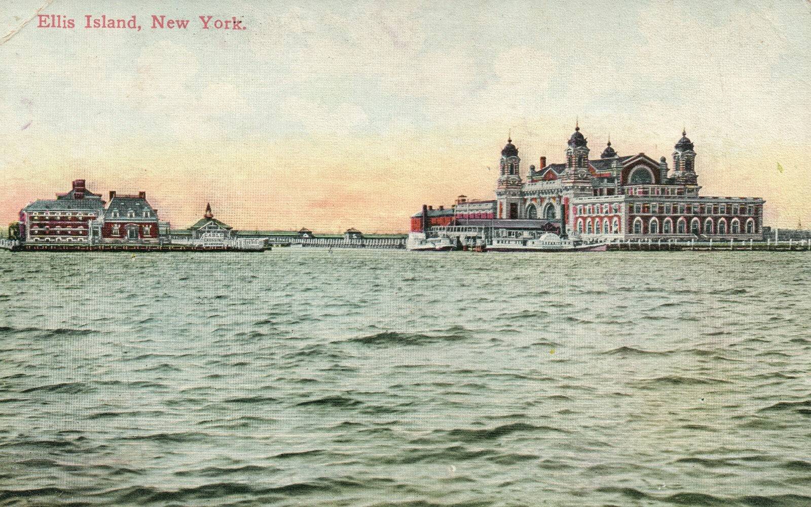 Ellis Island Water View NYC New York Postcard