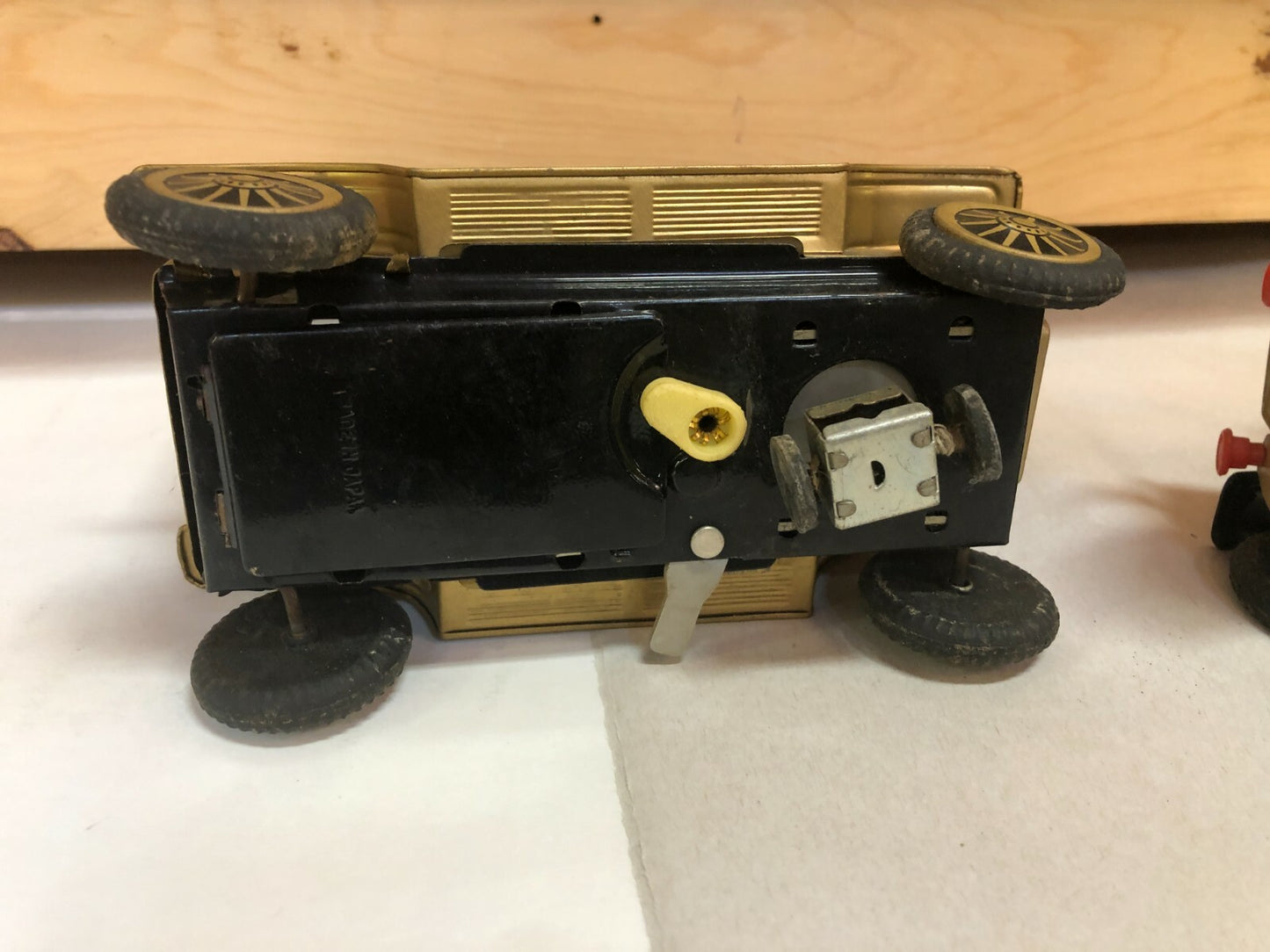Old Tin Battery Operated Model T Antique Toy Car (2) - 1960s Japan