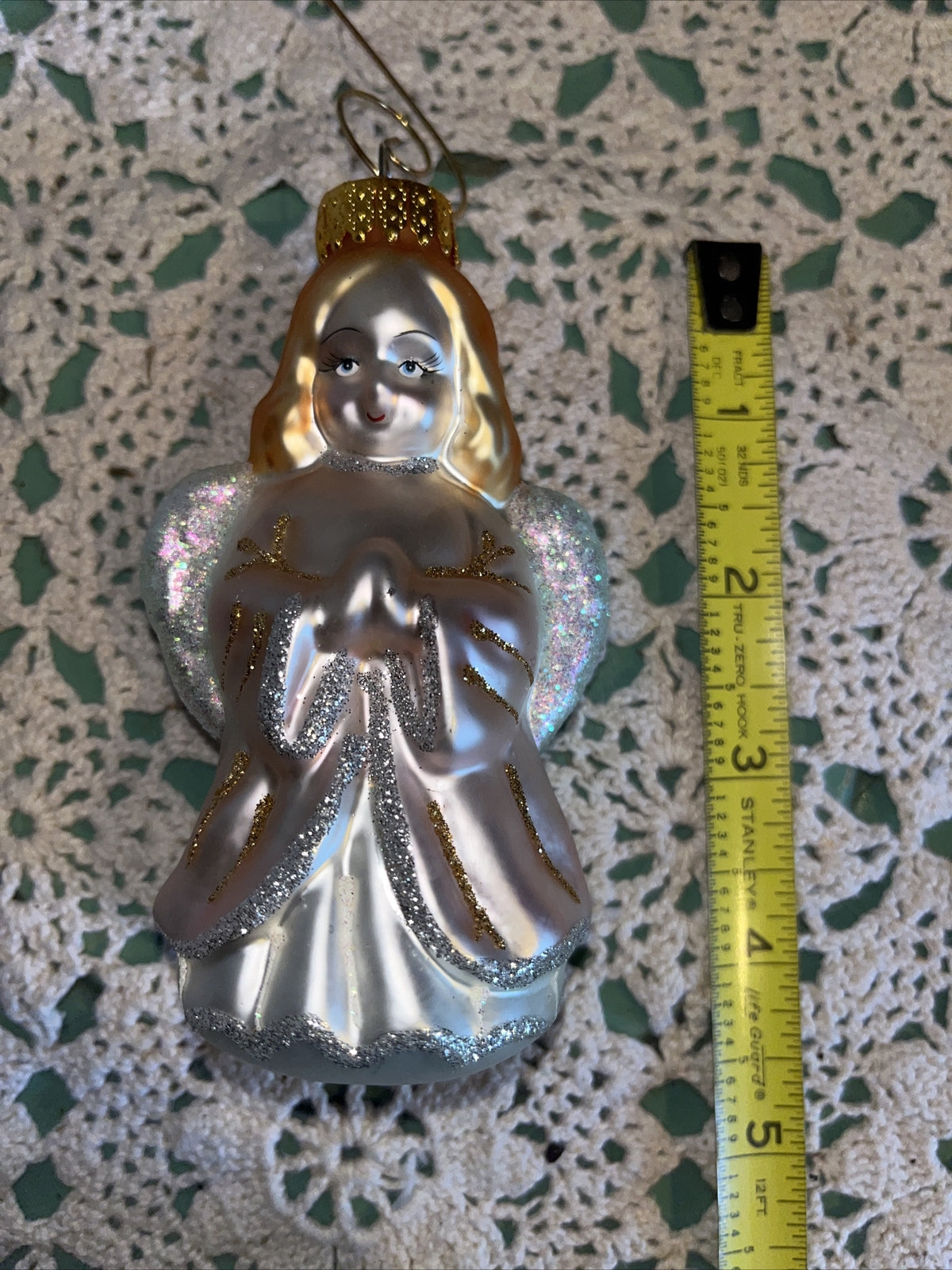 Vintage Pretty Angel Mercury Glass Christmas Ornament