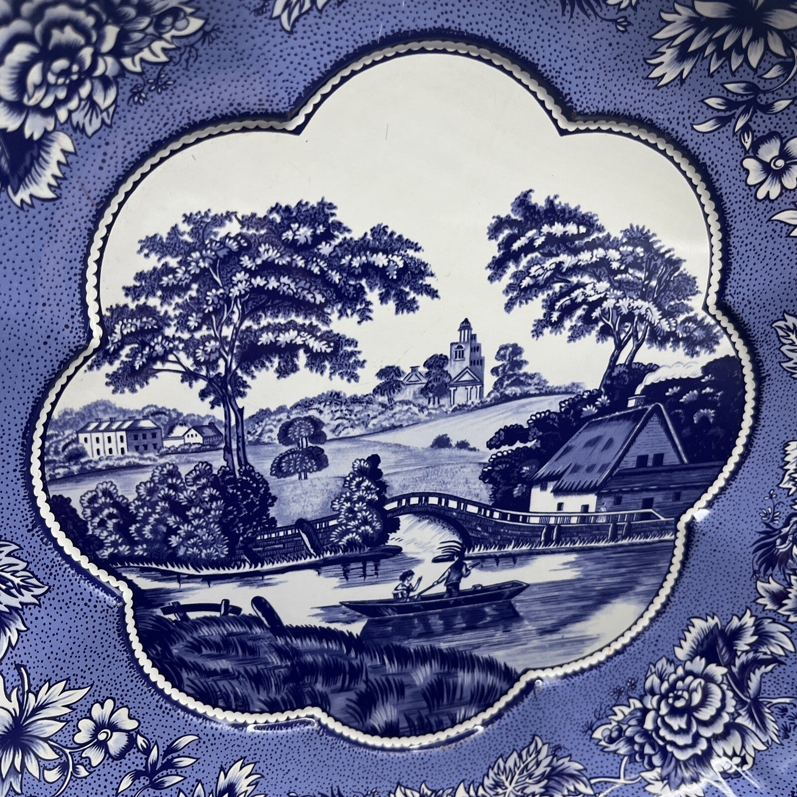 Vintage Blue Willow Tin Bowl  10" Made in England 1971