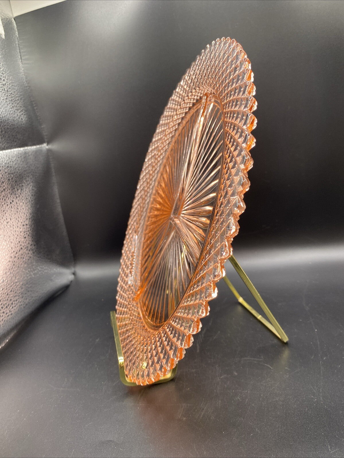 Vintage Anchor Hockin MISS AMERICA PINK DEPRESSION GLASS DIVIDED GRILL PLATE 10"