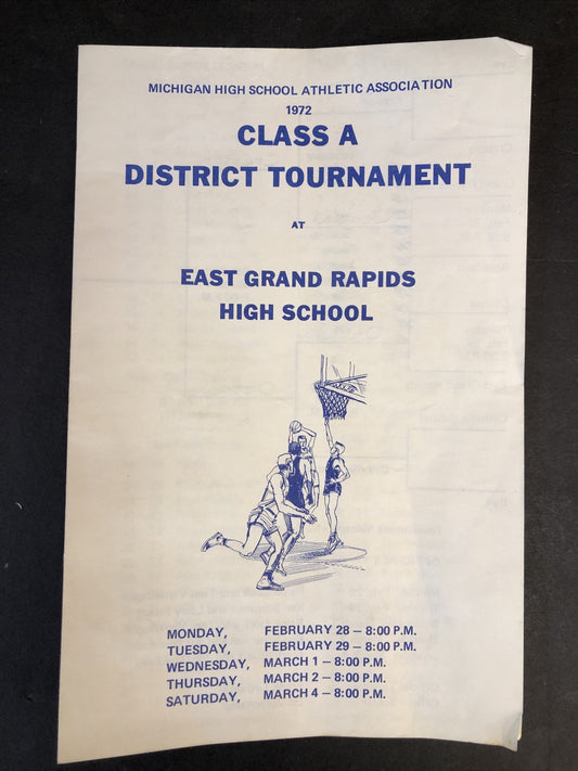 East Grand Rapids High School Class A District Tournament Basketball 1972