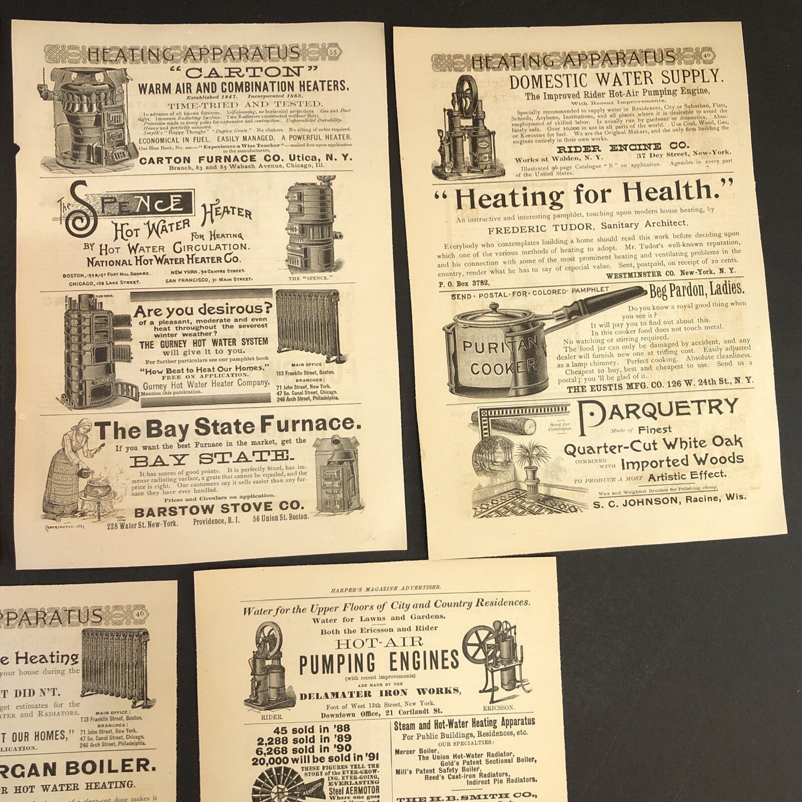 Radiators Stoves Heaters - 9 pages - 1891 Harpers Magazine Advertisements Ads
