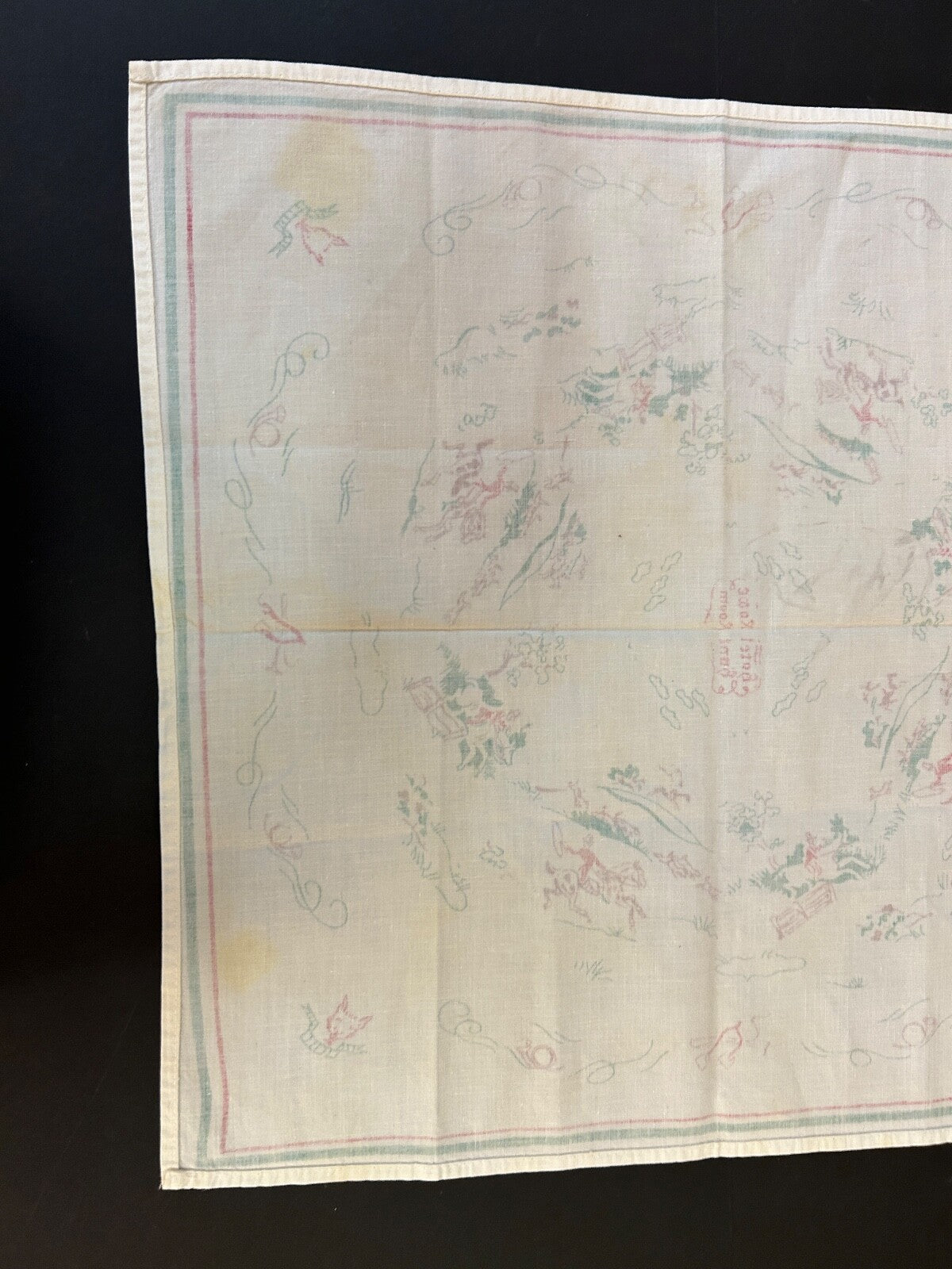 Vintage Grand Rapids Michigan Hotel Rowe Hunt Room Linen Napkin Images of Horses
