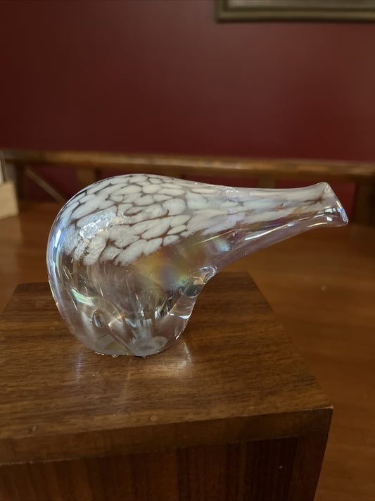 Vtg Silvestri Mouth Blown Iridescent Glass Polar Bear Paperweight Art Glass Bear