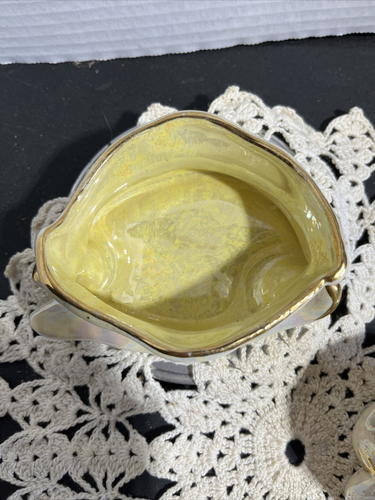 Vintage Pearl China Co Iridescent Lusterware Gold Creamer and Sugar Set