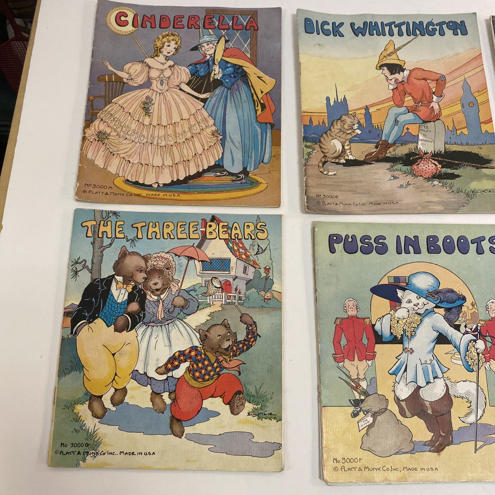 My Own Fairy Tale Library 8 LINENLIKE Books In A Box~Platt & Munk~No  3000~1939