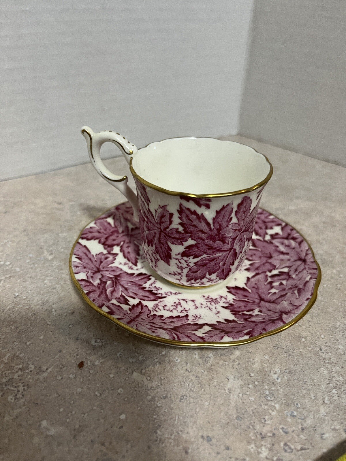 Red Leaf Demitasse Cup & Saucer Bone China, Coalport England