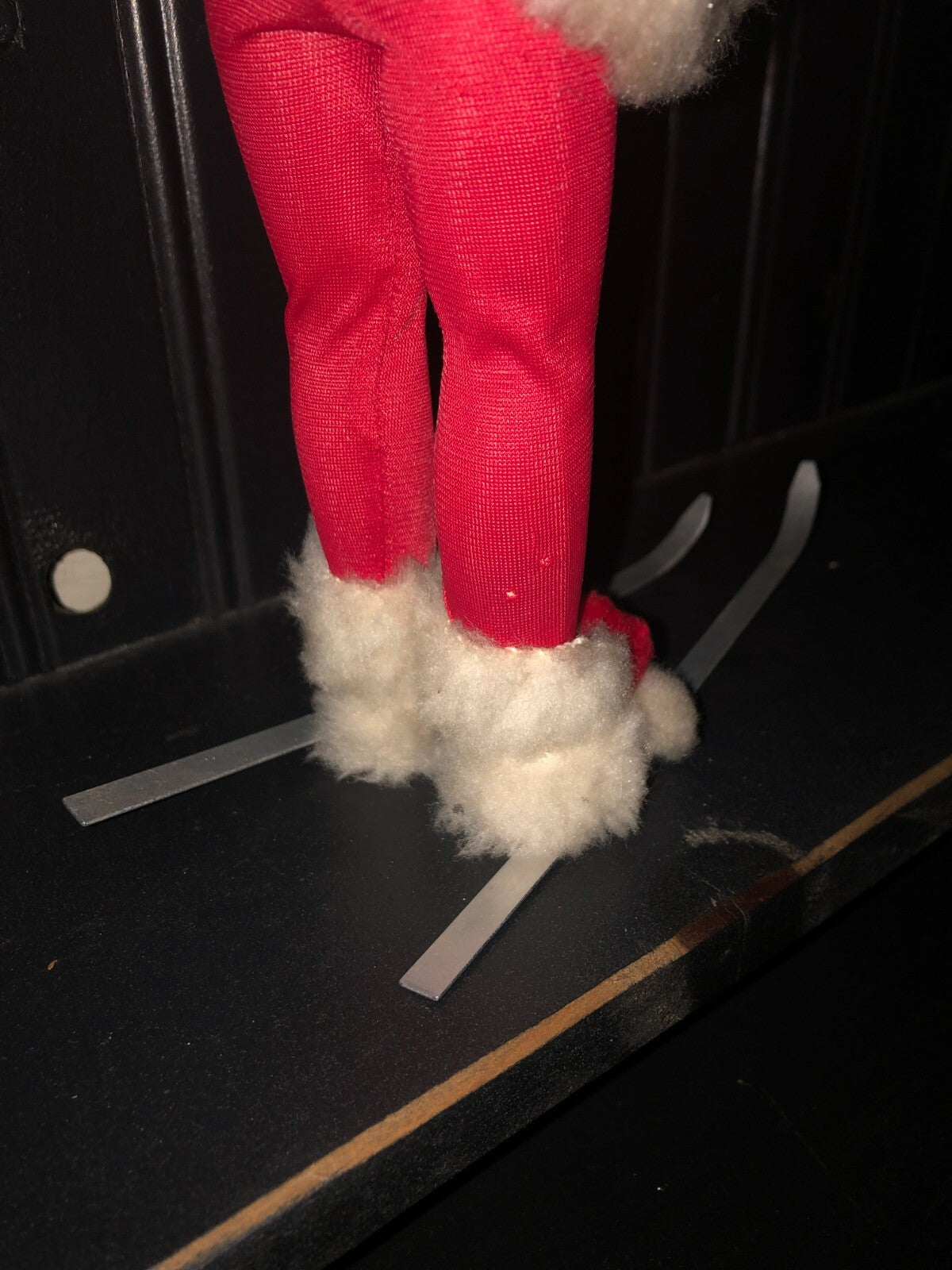  Porcelain Doll  White Fur Coat  12" Tall with Skis and polls