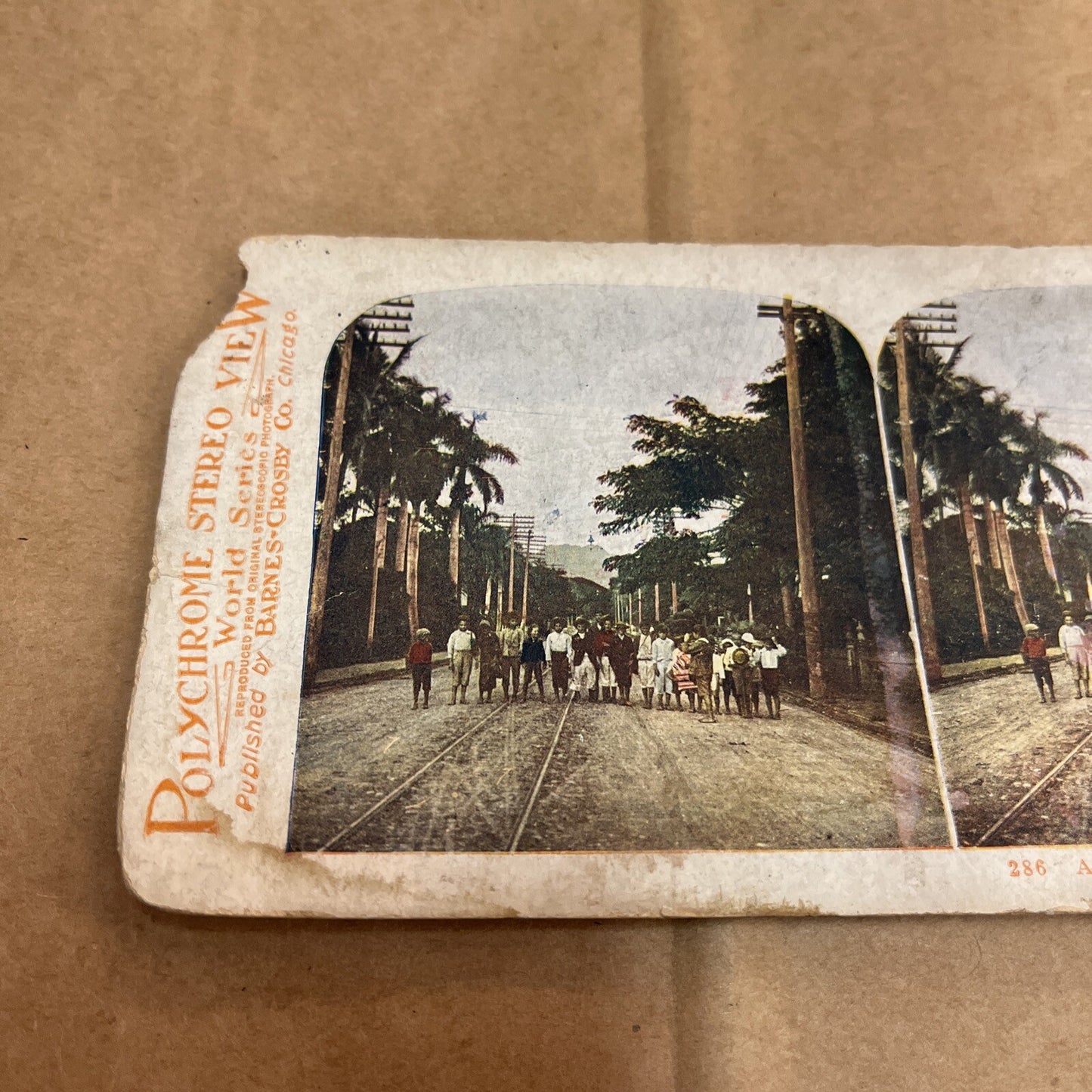 THE BEAUTIFUL RESIDENCE STREET, HONOLUIU, POLYCHROME STEREOVIEW Color Card