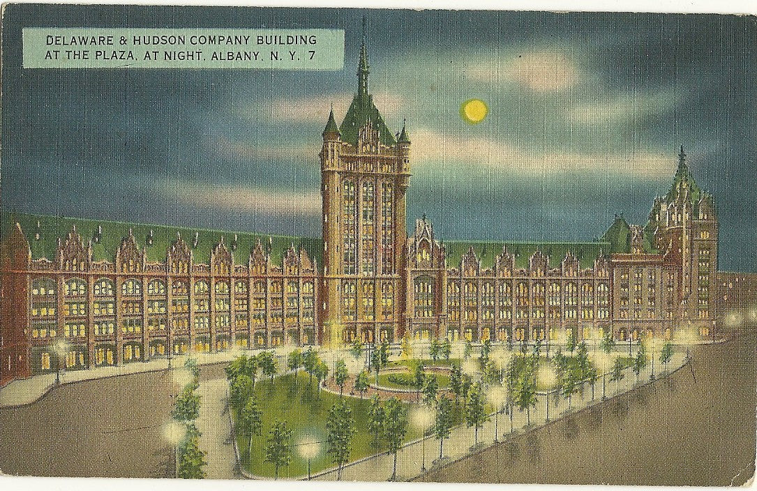 Delaware & Hudson Company Building Plaza Night Albany New York NY Postcard