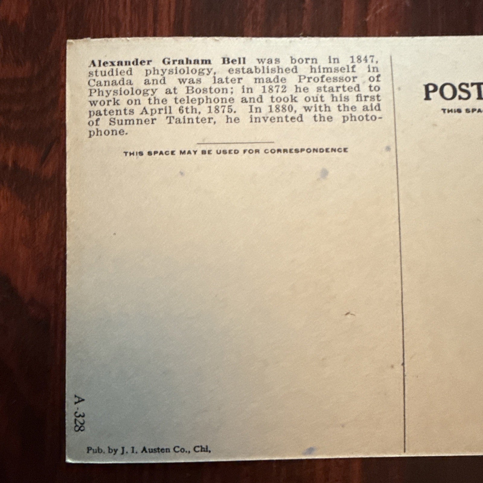 Alexander Graham Bell by J I Austen Postcard Anvil Ship Plane Train *Scarce