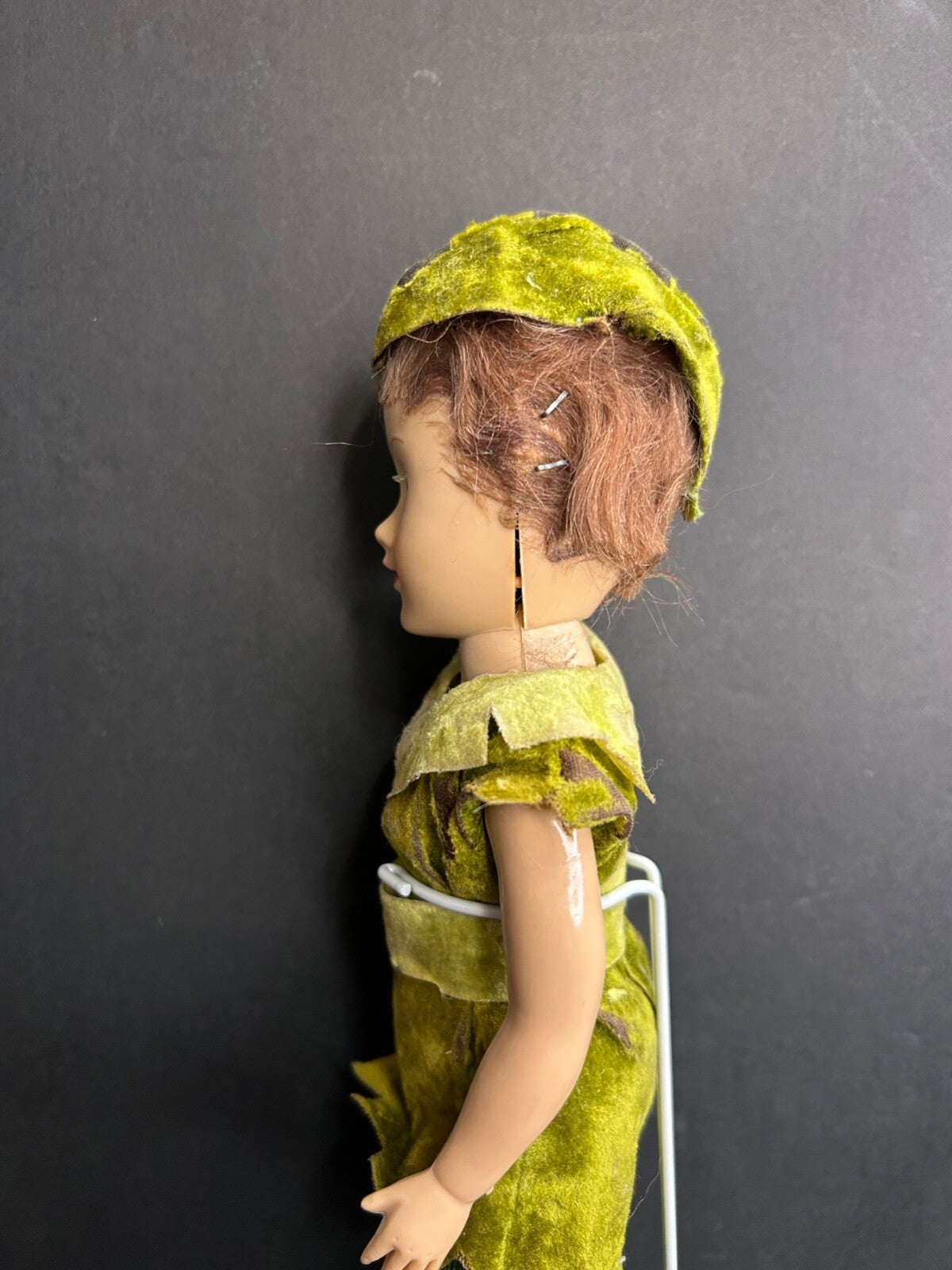 1950's Vintage Peter Pan Doll Blinking Eyes Arms and Legs That Move With Stand
