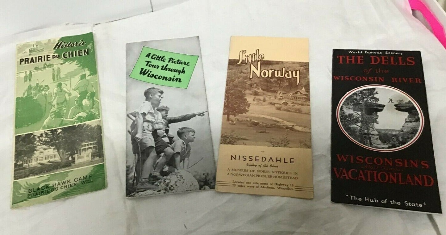 Set of 4 Wisconsin WI Vintage Map Brochures