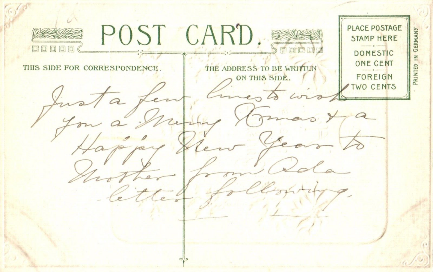 John Winsch Dec. 25 A Joyous Christmas Vintage Poinsettia Postcard