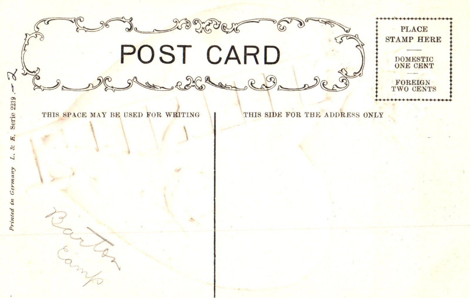 Postcard Valentine Cupid Climbing Ladder inside heart L&E Serie 2219