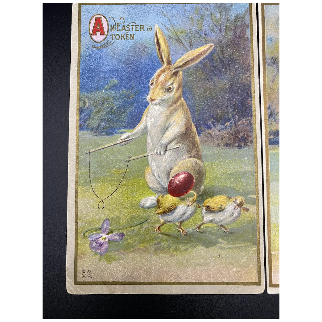 Lot of Three Easter Bunny & Chicks Easter Greetings Vintage Easter Postcards