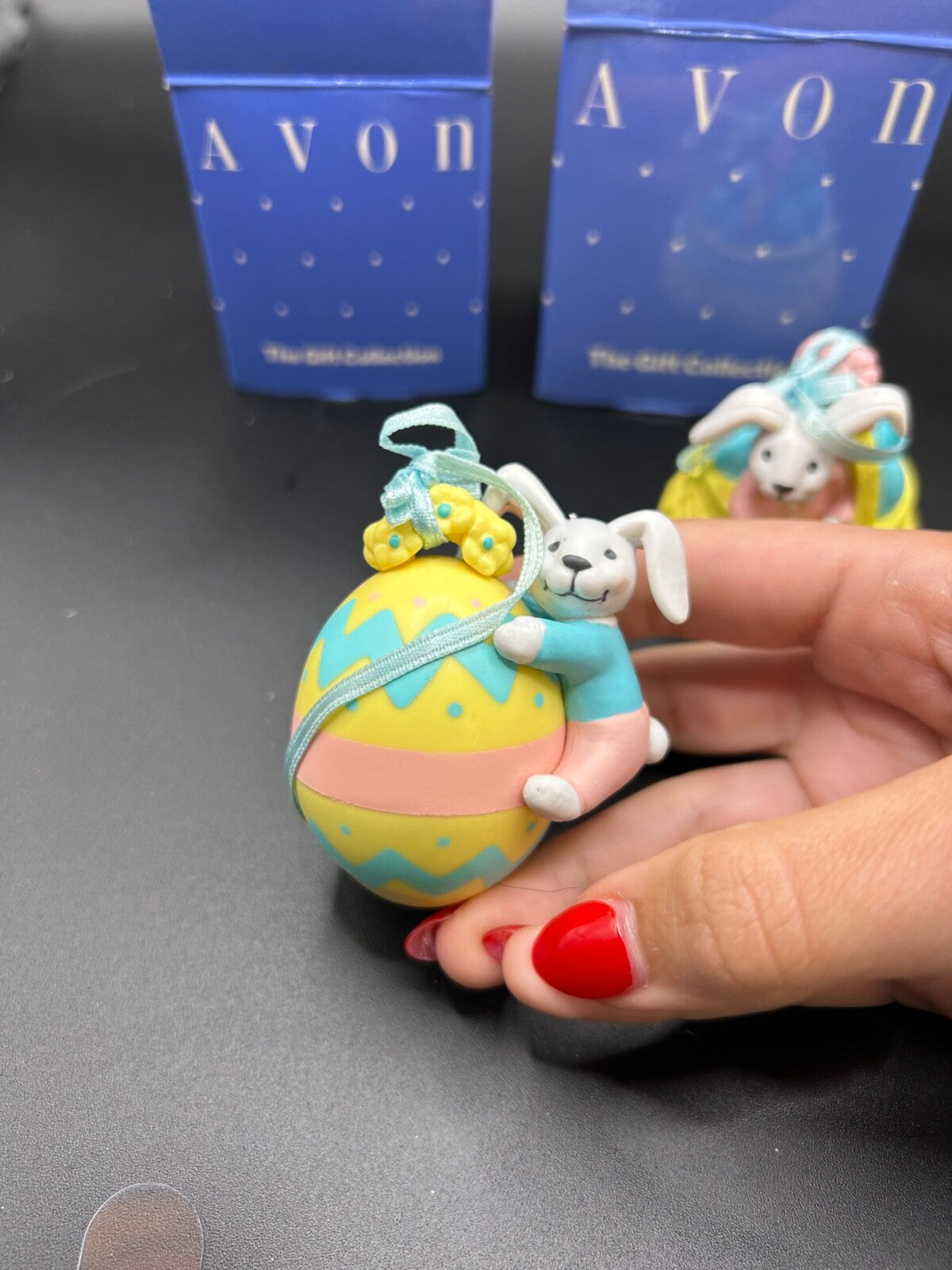 NEW Vintage AVON Busy Bunny Easter Ornament, Bunny with Basket and watering can!