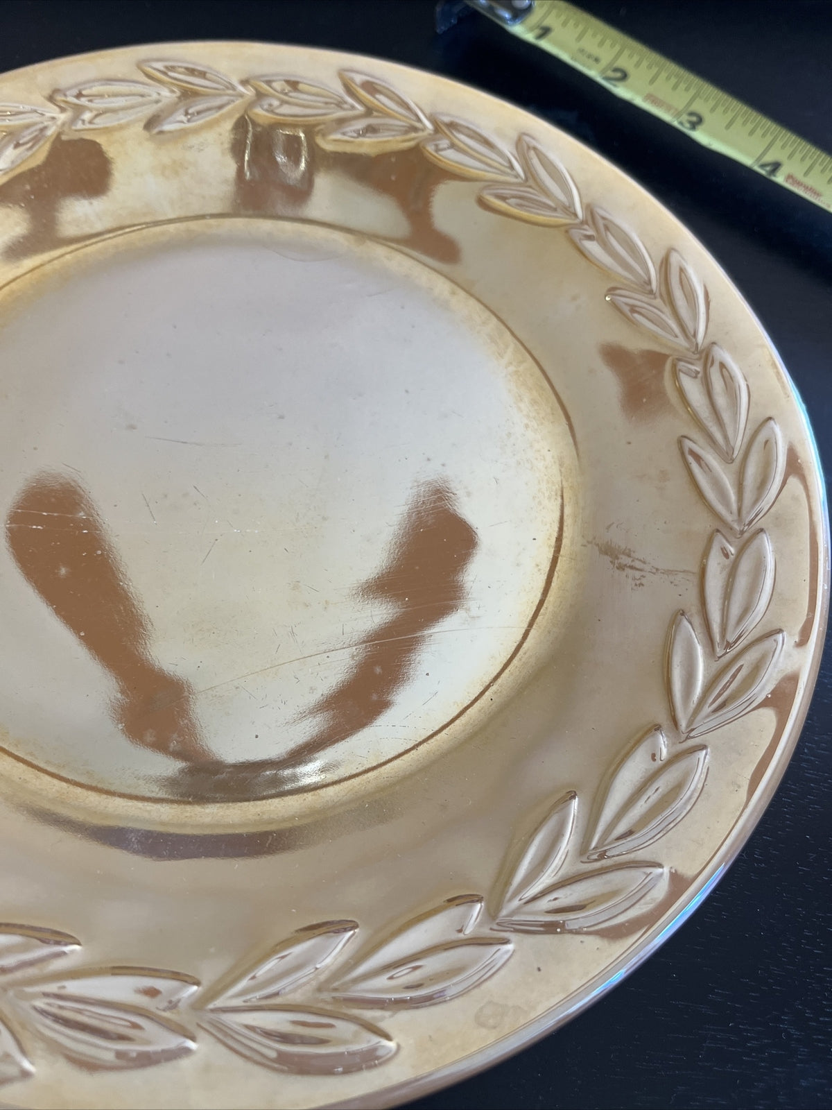 Vintage Fire King PEACH LUSTER WARE LAUREL LEAF  9” Dinner Salad Plate