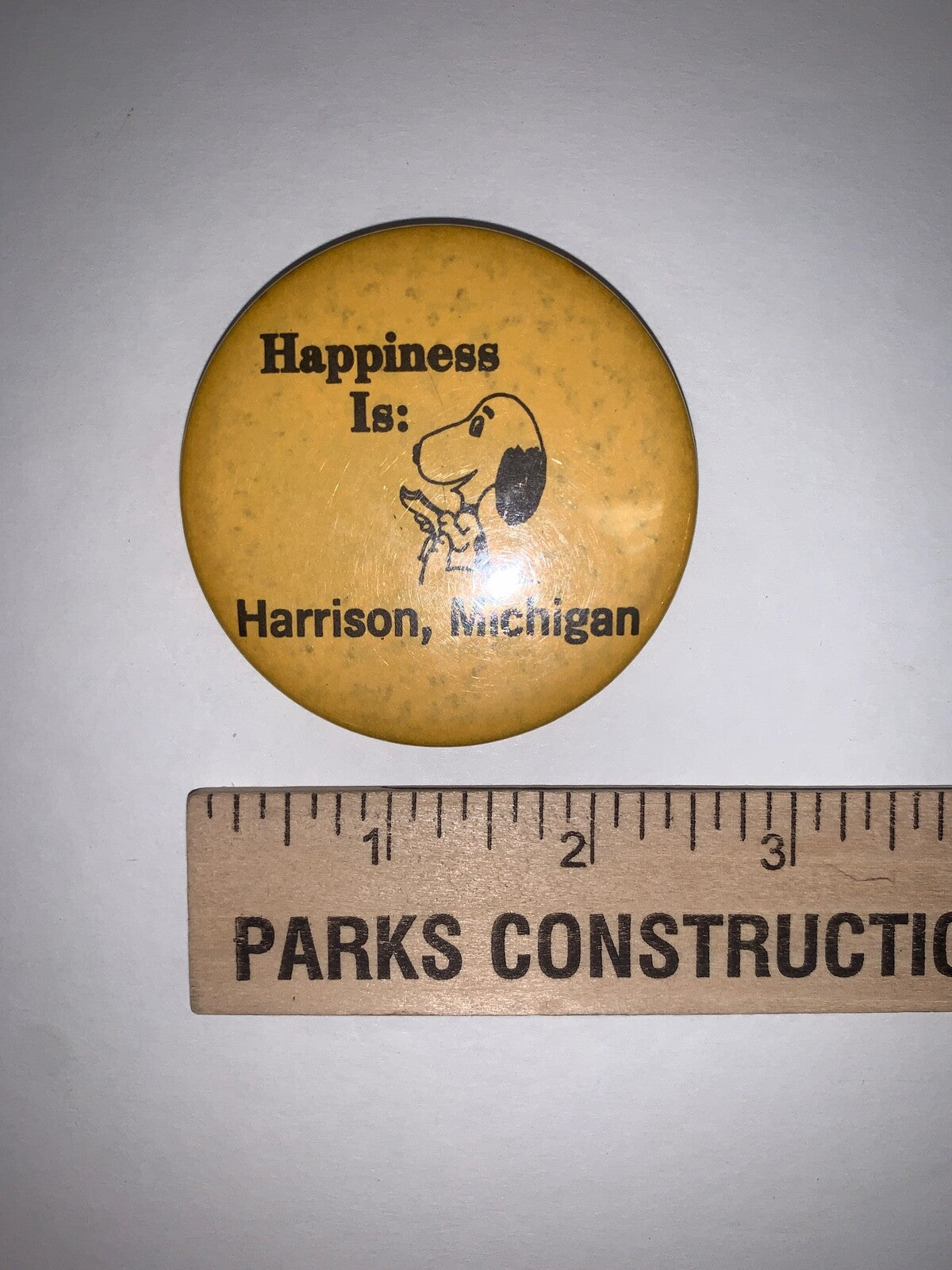 Vintage Snoopy Happiness Is: Harrison, Michigan 2-1/2" Pinback
