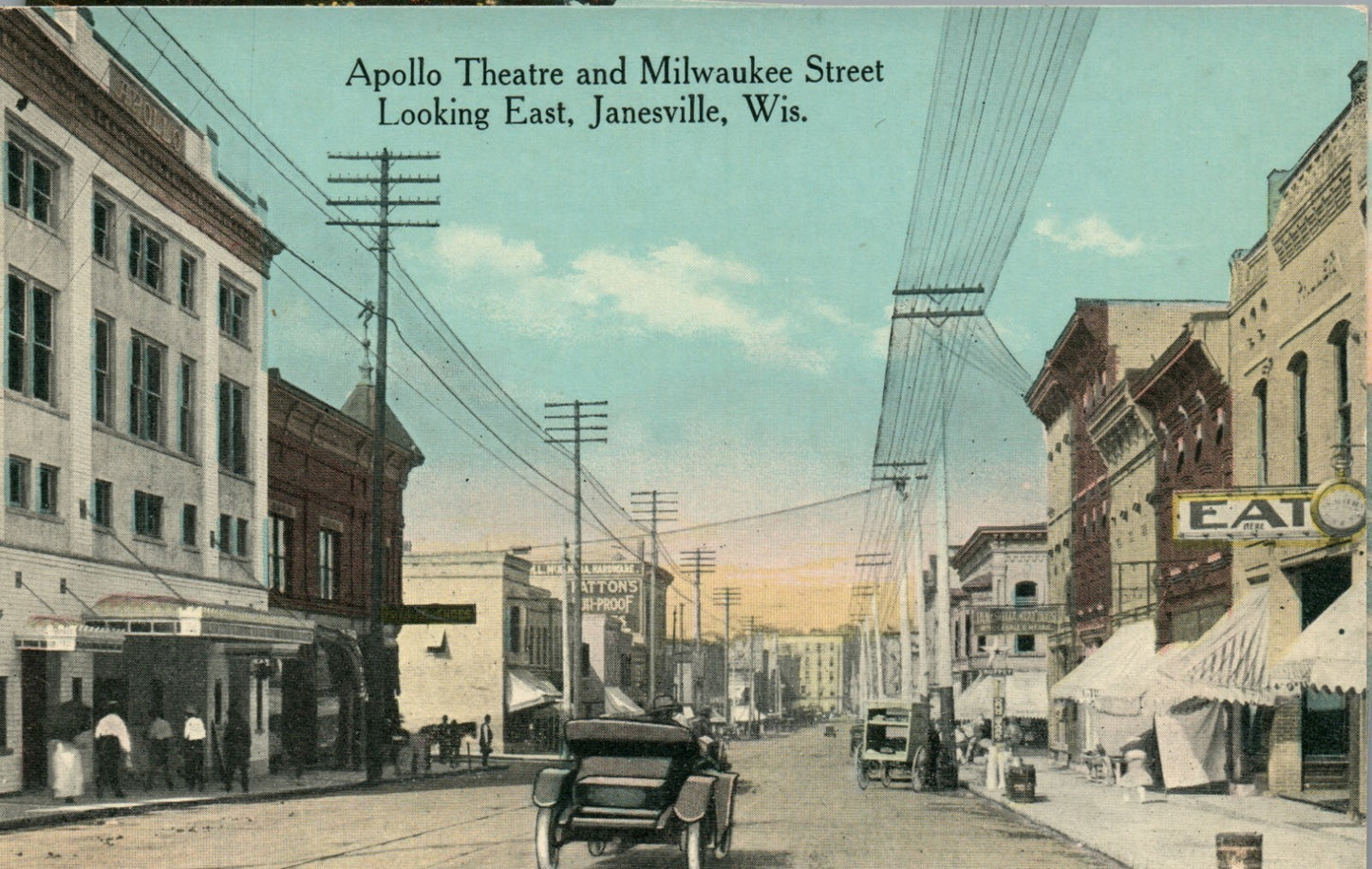 Apollo Theater and Milwaukee Street Janesville  WIS Wisconsin Postcard