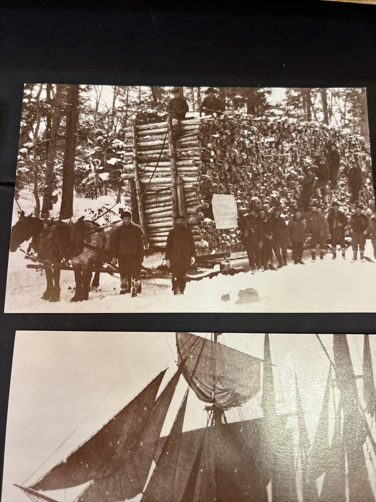 Postcards Lot Of 5, Coal Mine Logging Horse Drawn, Ship On Lake Superior