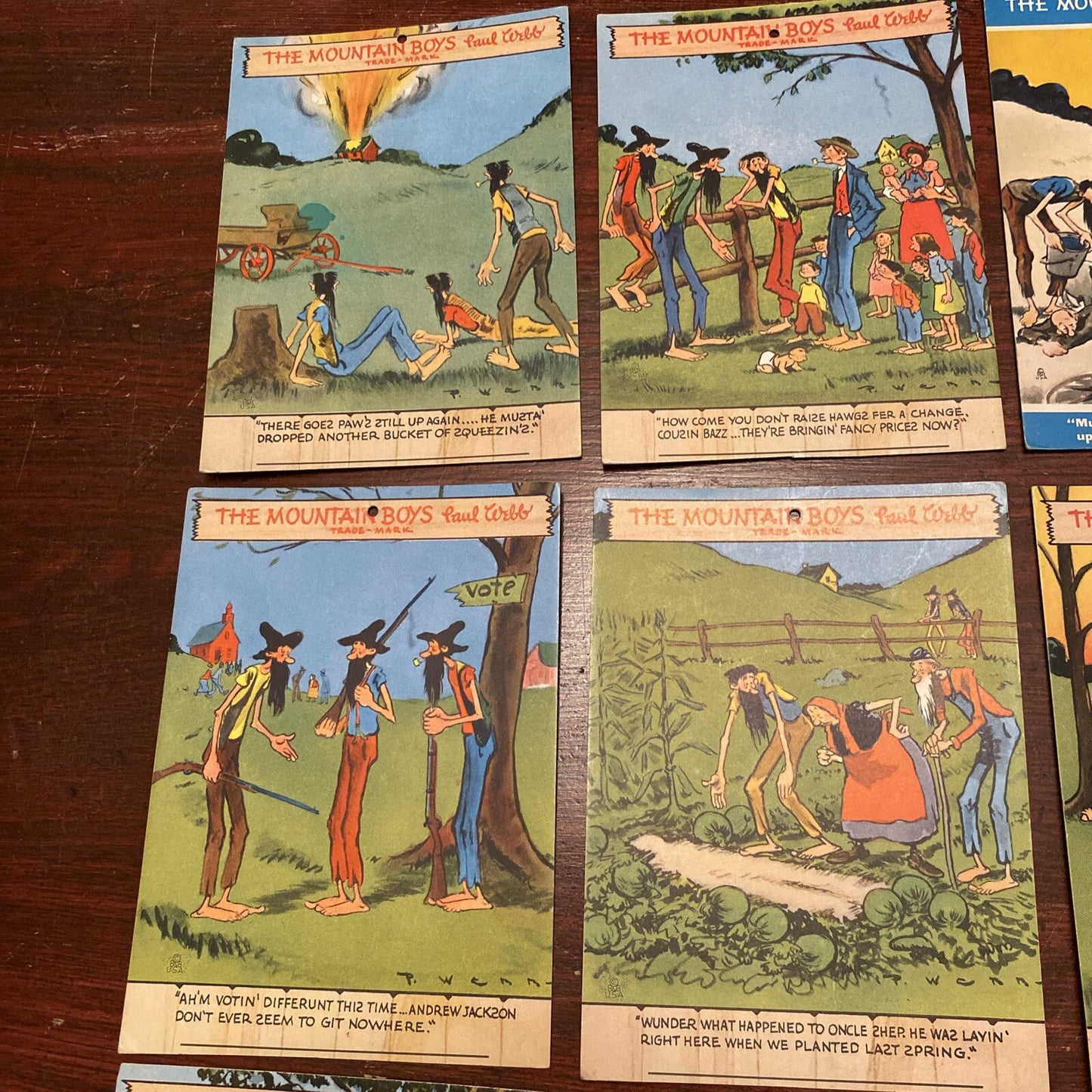 17 Vintage The Mountain Boys Paul Webb Caricatured Cartoon Comic Ink Blotter