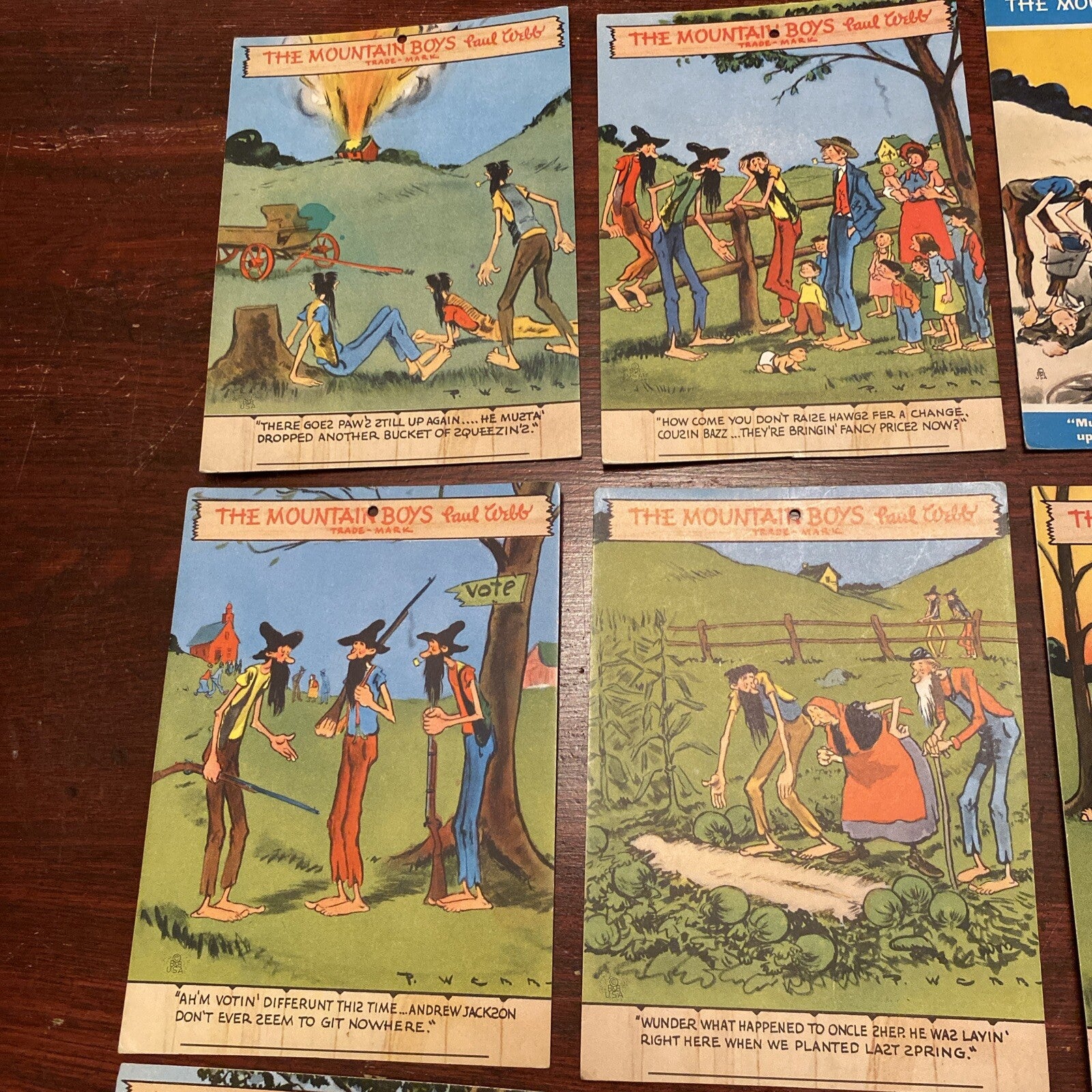 17 Vintage The Mountain Boys Paul Webb Caricatured Cartoon Comic Ink Blotter