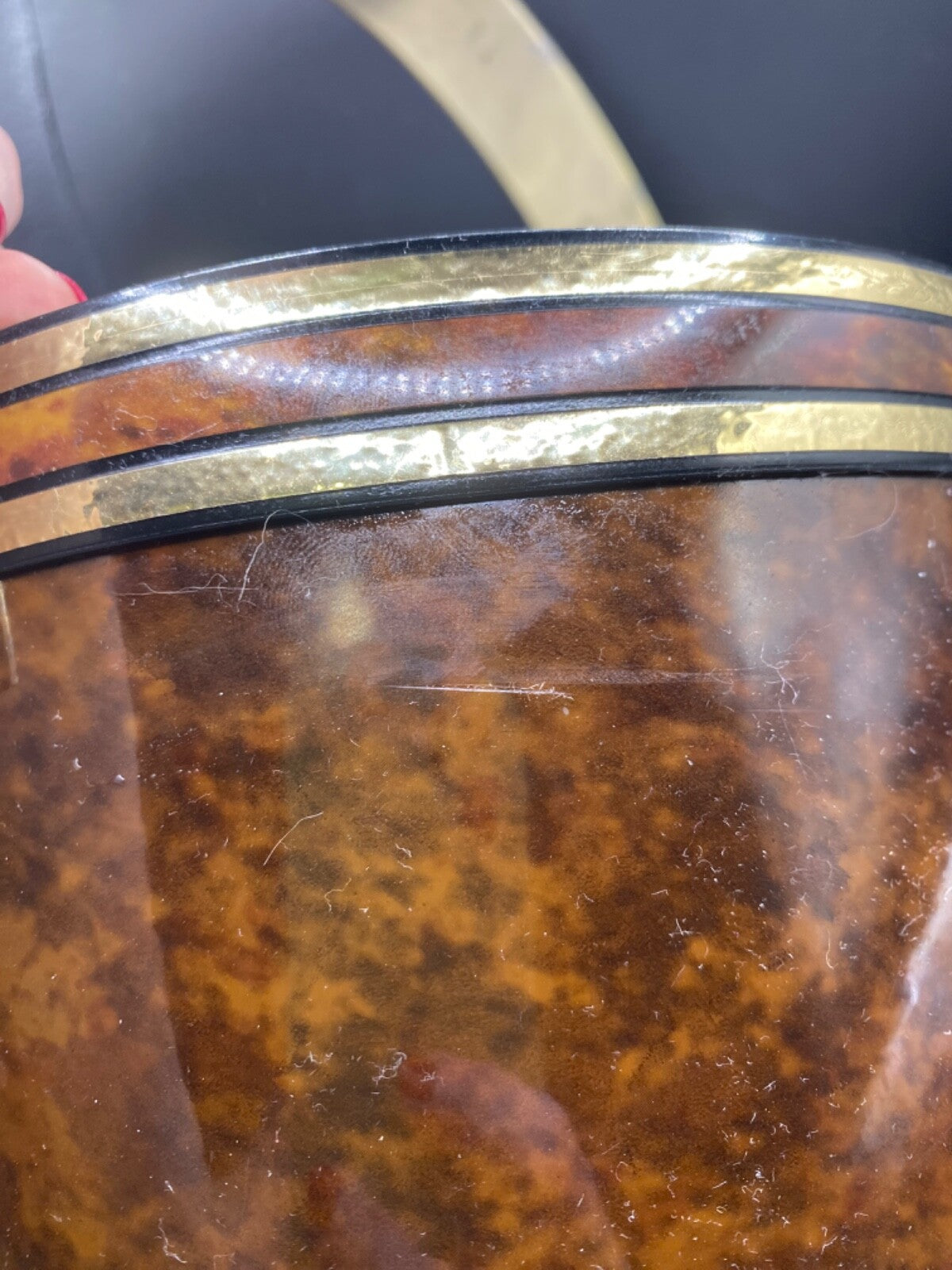 Drulane Towle Barware set 6 Whiskey glasses Ice Bucket Brown Tortoise shell Gold