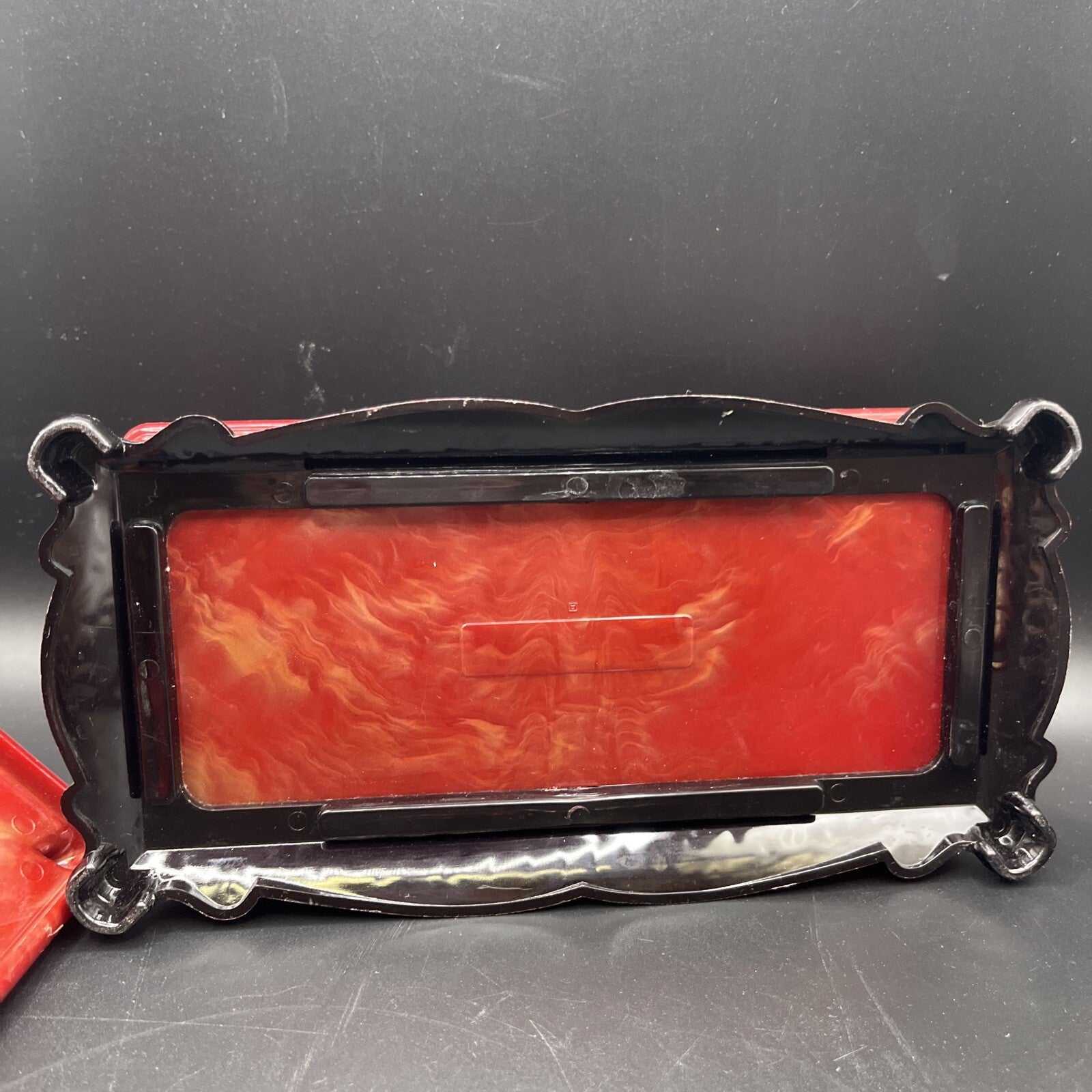 1940s Vintage Asian Red Dragon Celluloid Trinket Jewelry Box 