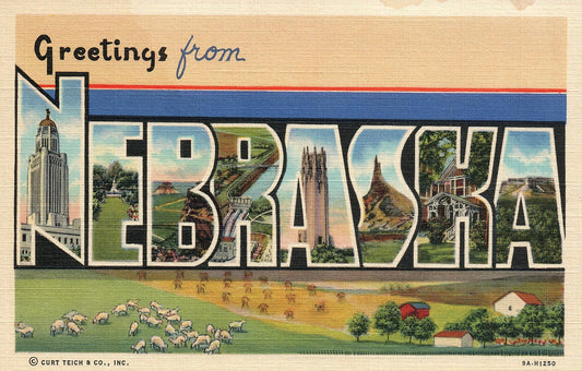 Large Letter Nebraska NE Postcard