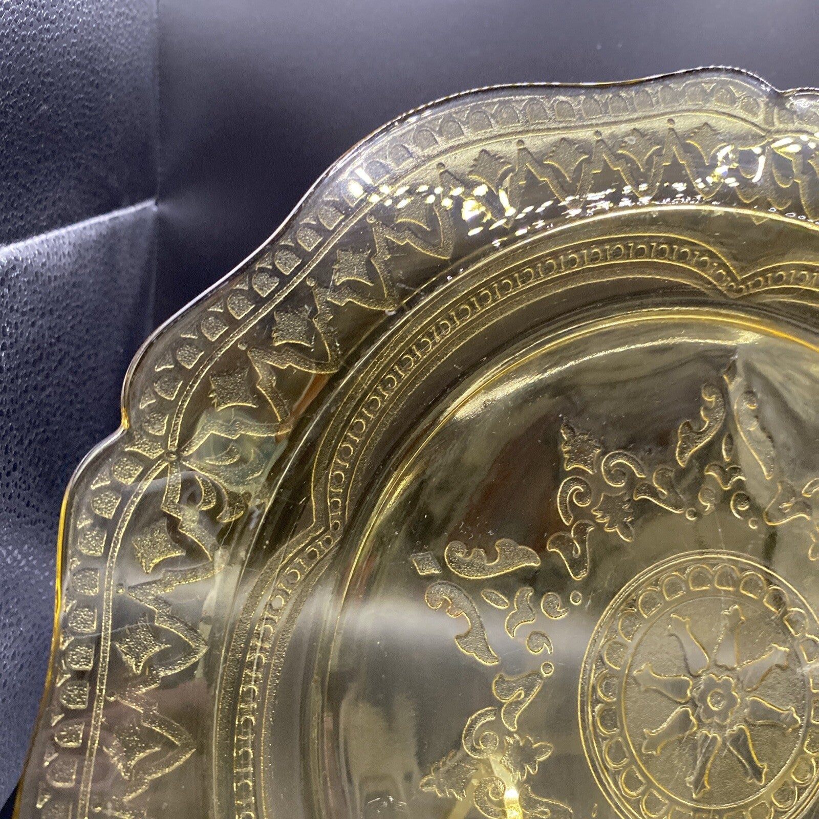 Federal Amber Patrician Spoke Yellow Depression Glass 11" Dinner Plate VTG 1930