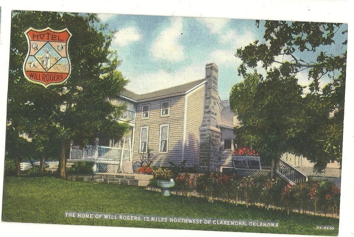 Hotel  Home of Will Rogers Claremore OK Eastern Air Western Welcome Post Card