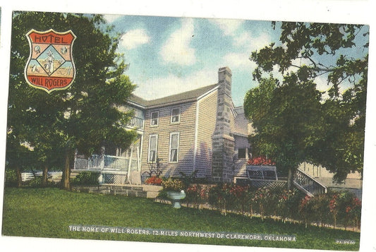 Hotel  Home of Will Rogers Claremore OK Eastern Air Western Welcome Post Card