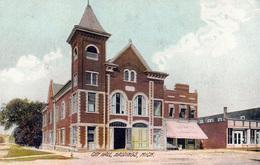 City Hall in Hastings Michigan MI Postcard