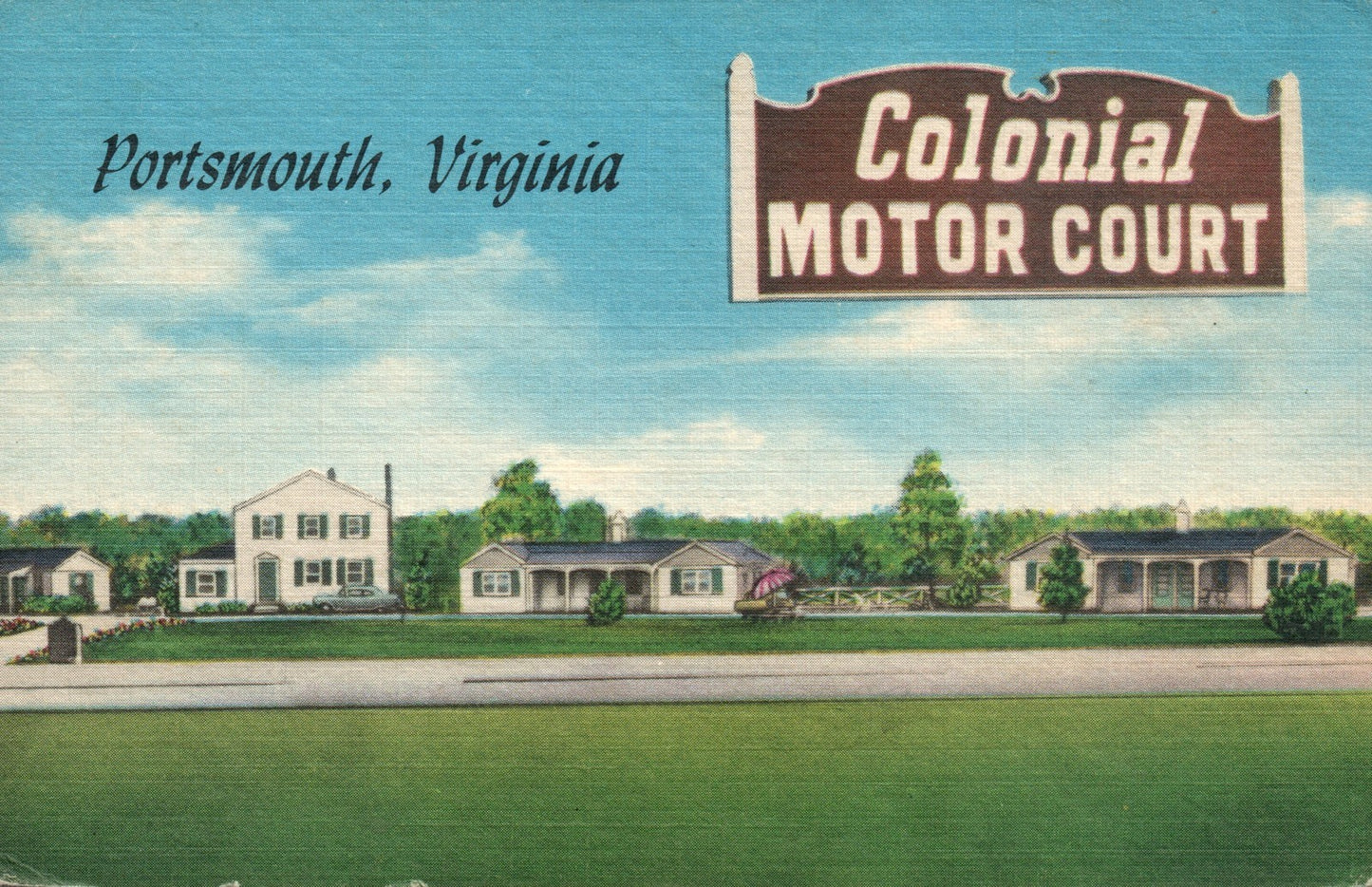 Colonial Motor Court Portsmouth VA Virginia Hotel Motel Postcard