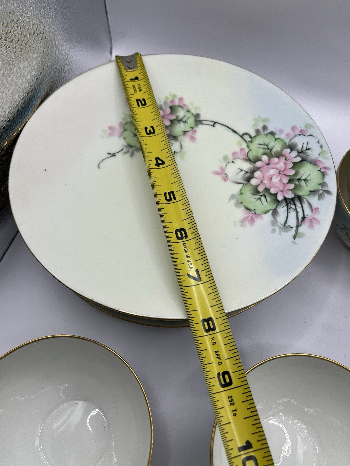 Vintage 6 Nippon 2 Piece Set Sandwich Plate & Cup W/Gold Trim And Flowers