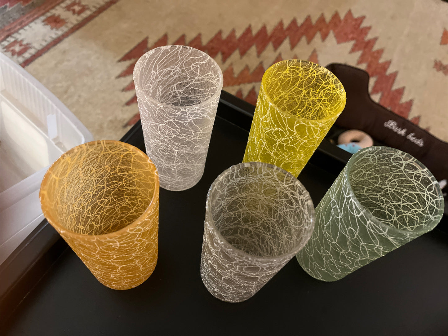 Set of 5 Vintage Spaghetti String MCM Glasses