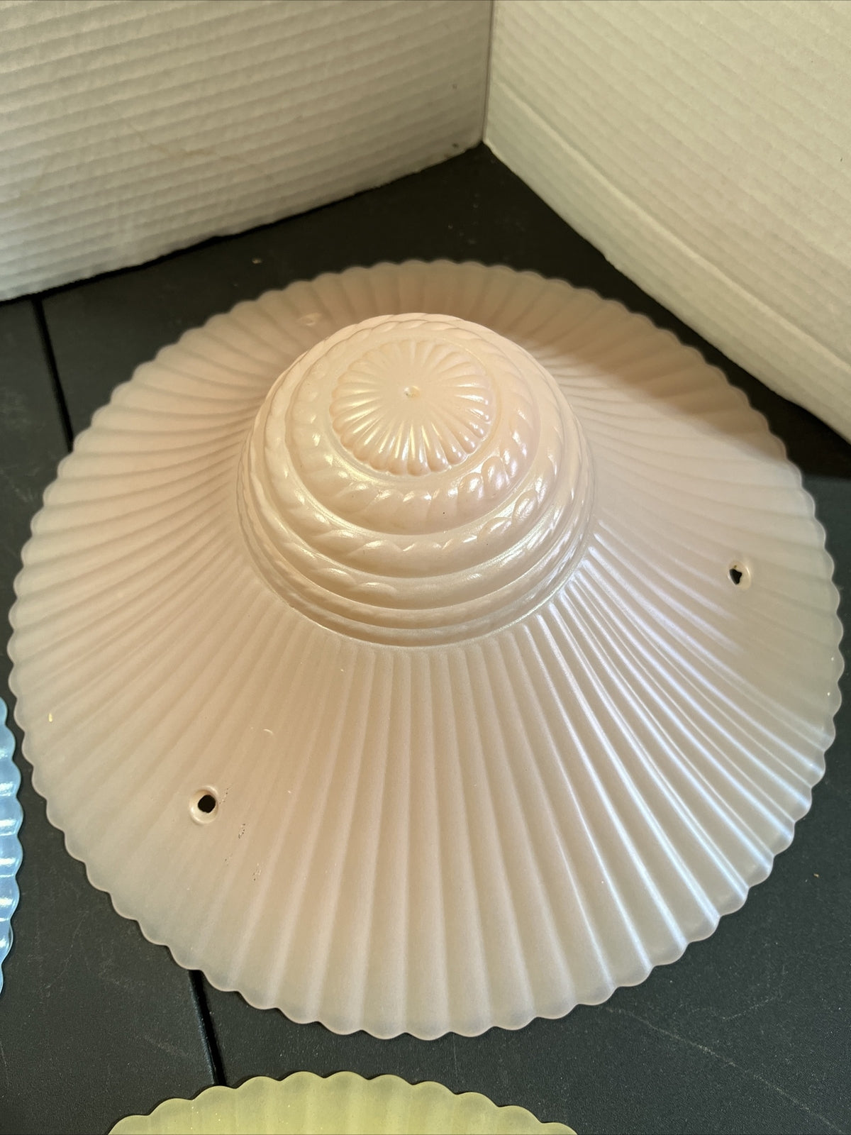 Vintage 11” Glass Shade 3 Hole