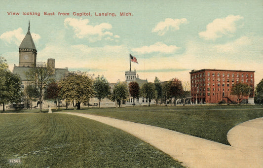 View Looking East from Capitol Lansing Mich Michigan MI  Postcard