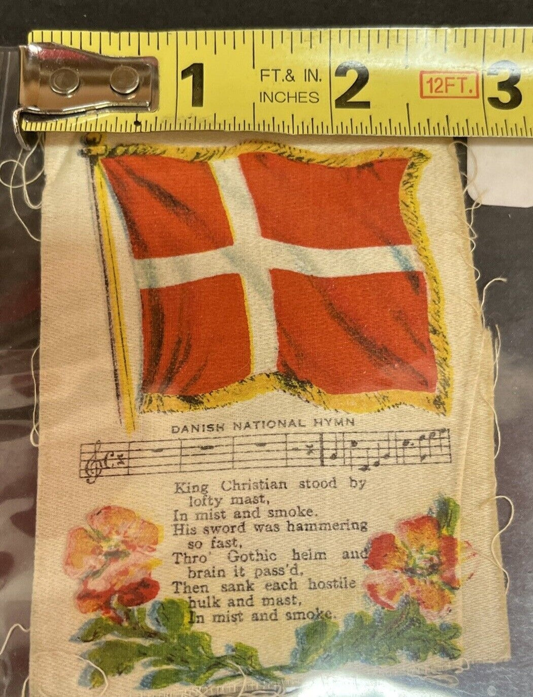 Vintage Nebo Cigarettes Tobacco Silk Danish Denmark National Hymn 4" x 3"