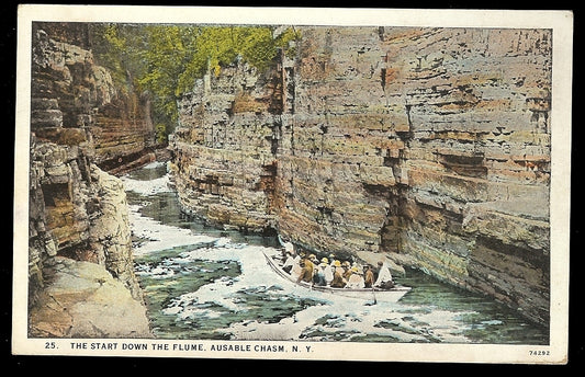 The Start Down the Flume Ausable Chasm New York NY Postcard