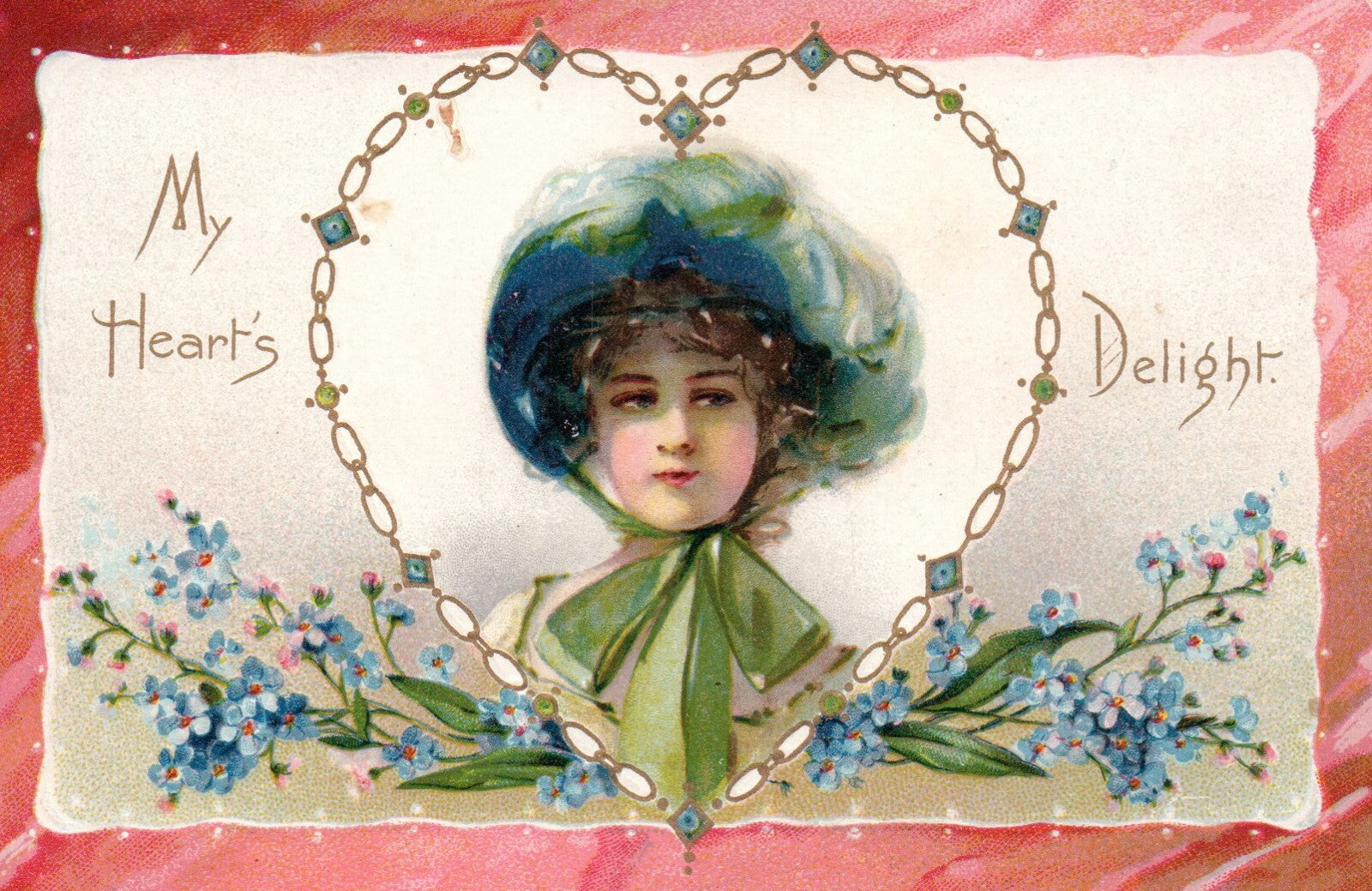 Tuck Series NO 10 Love Missives Hearts Delight Vintage Valentine Postcard Lady