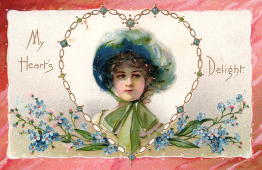 Tuck Series NO 10 Love Missives Hearts Delight Vintage Valentine Postcard Lady