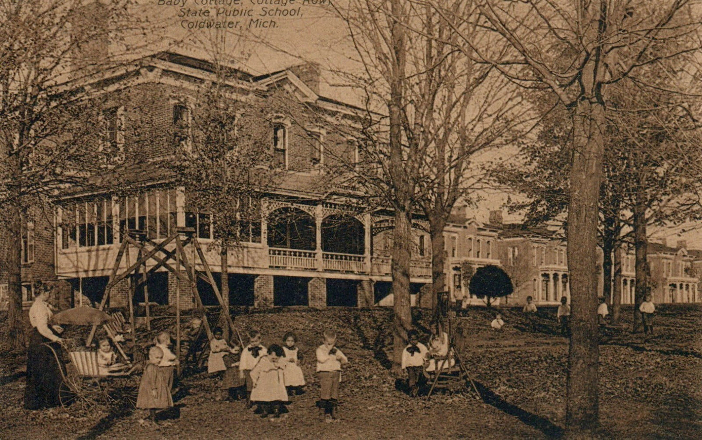 Cottage State Public School Coldwater Michigan MI Black Americana Baby Carriage