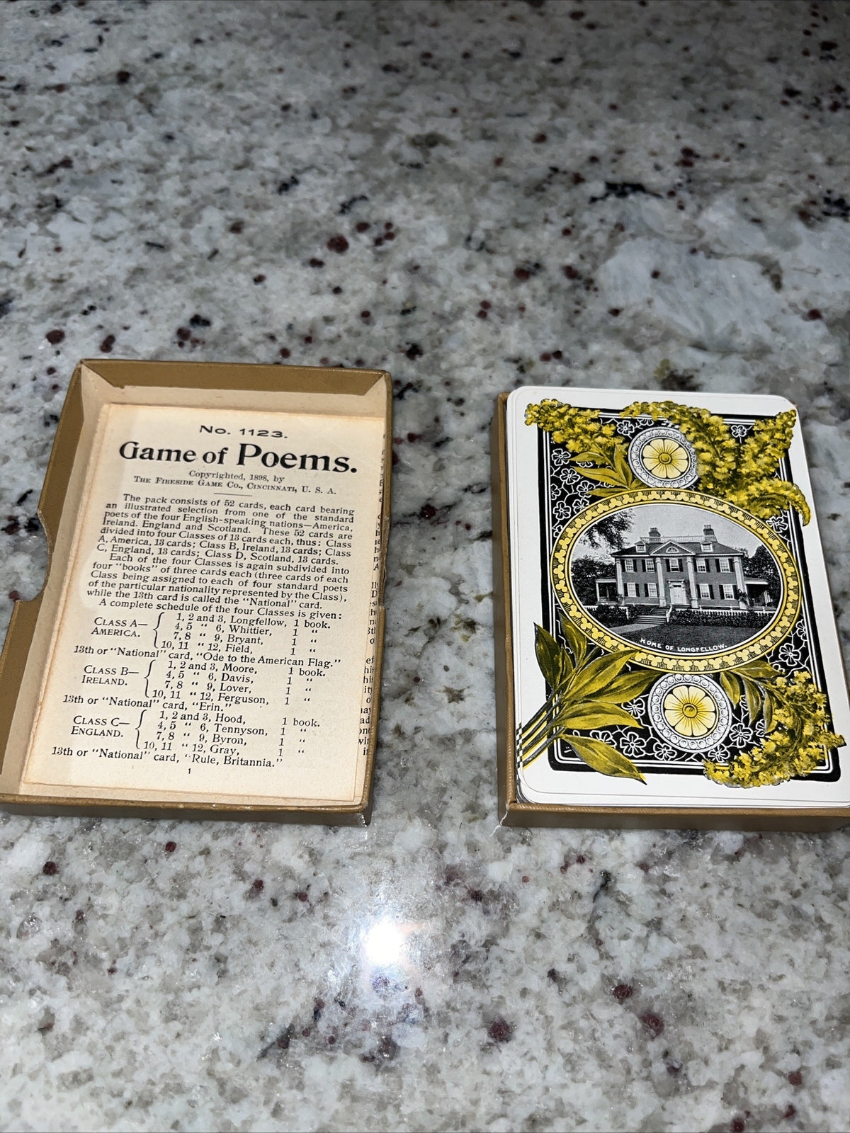 1898 Game of Poems Illustrated, No. 1123, Fireside Game Co., Cinncinati Card Co.