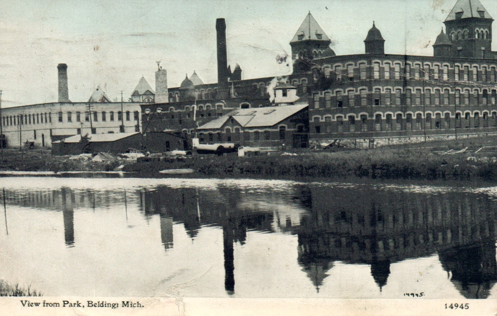 View from Park in Belding Michigan Mich MI Postcard