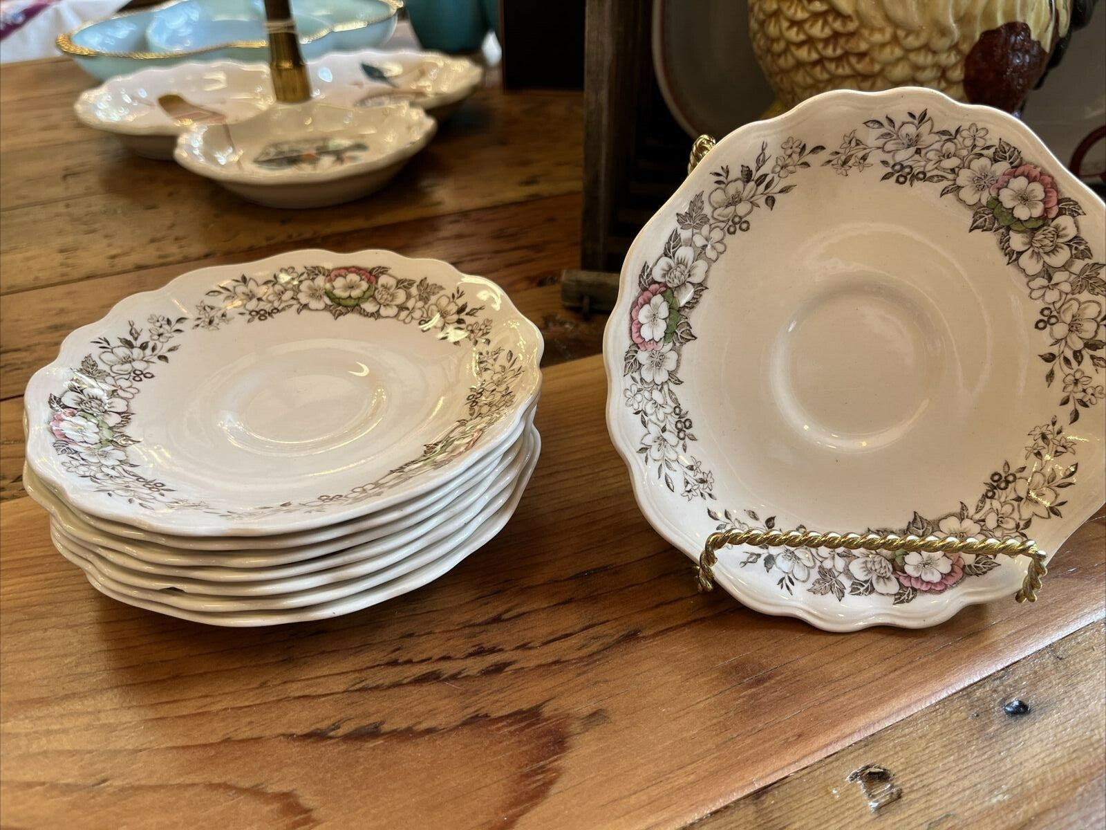 Beautiful 5.5” English Staffordshire China  Saucers (8)